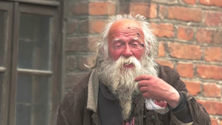 Vilnius Lithuania 12062016 Old Homeless Man With Beard Hobo In