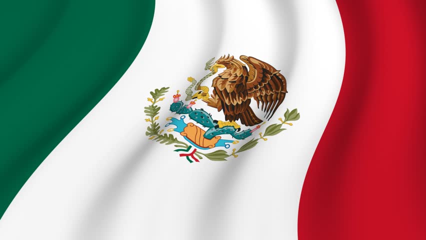 Flag Of Mexico Waving In The Wind - Highly Detailed Fabric Texture ...