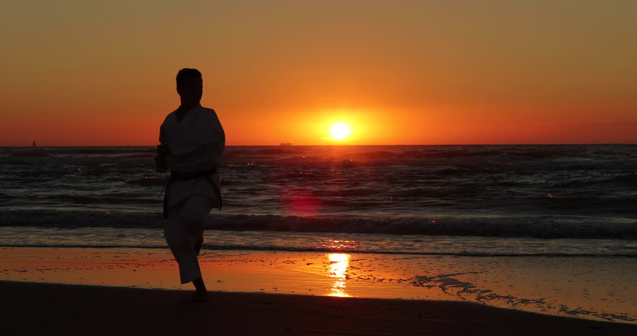 Karate Kata On The Beach Stock Footage Video 100 Royalty Free