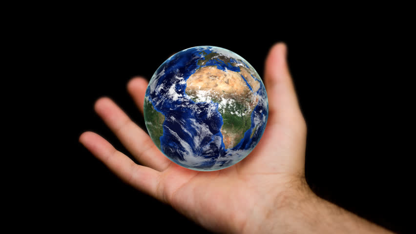 Female Hand Holding A Realistic Earth. Starting In Europe. Hands With ...