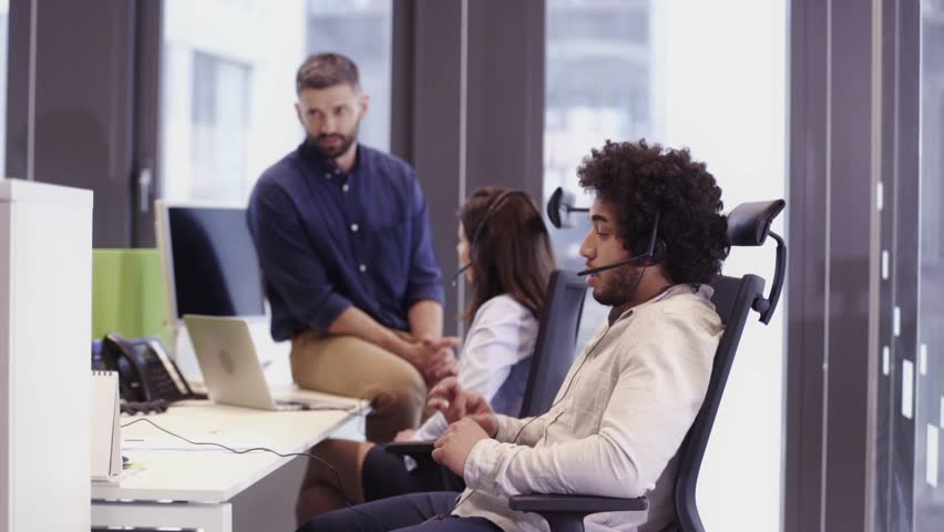 Office Scene In Call Centre Stock Footage Video 100 Royalty Free