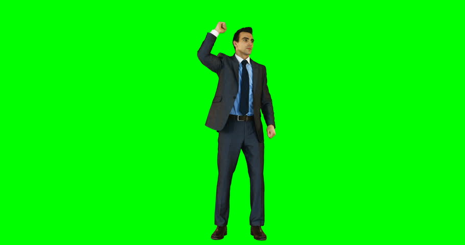 Headless Businessman Gesturing To Camera On Green Screen Background ...