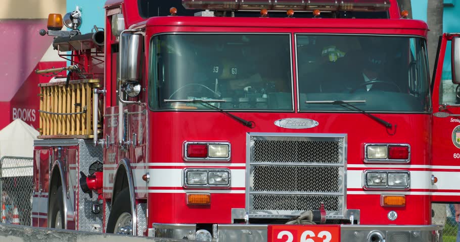 Two Flashing Blue Lights On A Fire Truck Cal 122 Austria Los Angeles California Usa November 6 2018 Emergency Response Of Fire