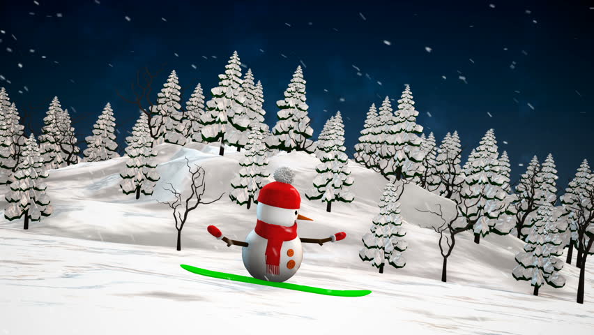 Cartoon Santa Claus Walking Through Snowy Landscape - High Quality 3d ...