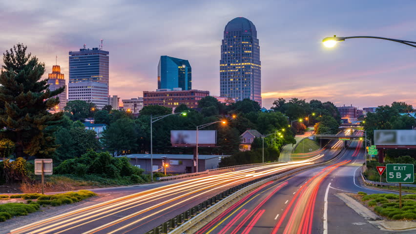 Winston-Salem, North Carolina, USA Skyline. Stock Footage Video ...