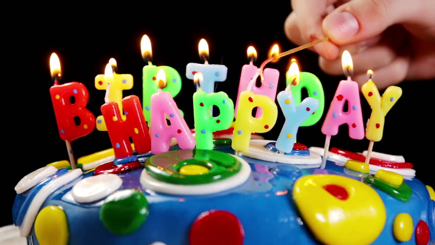 Light Fires Colored Happy Birthday Stock Footage Video 100