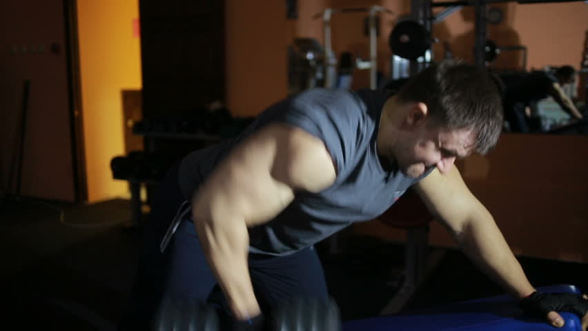 Dumbbell Bench Press With One Stock Footage Video 100