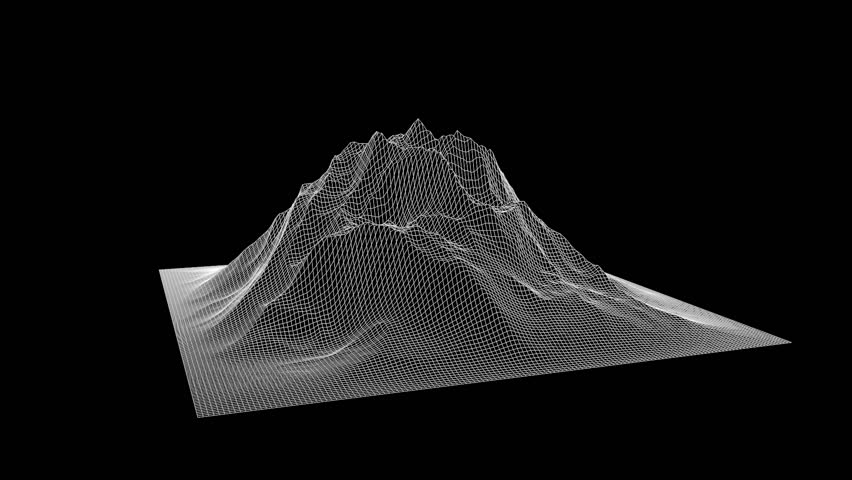 Mountain In Wireframe Hologram Style. Nice 3D Rendering Stock Footage ...