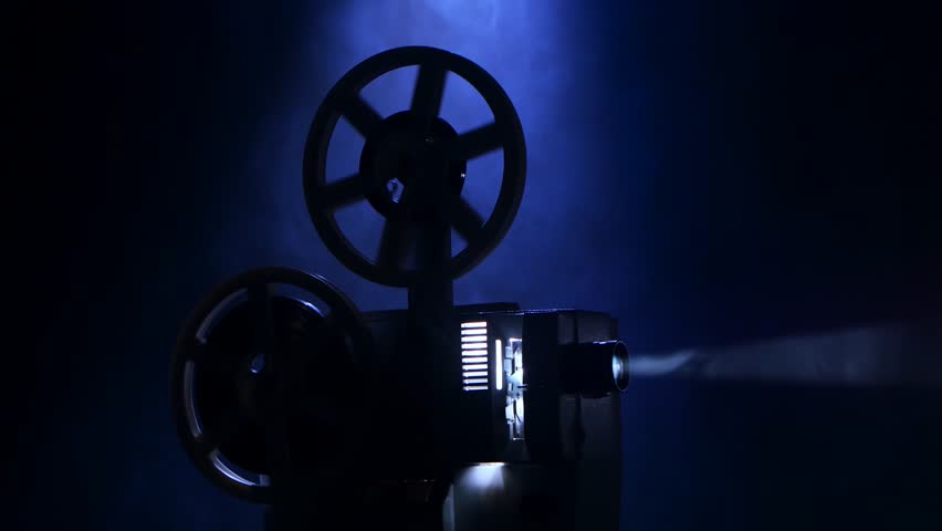 Closeup Of A Vintage Movie Projector. Projection Rays In Move Stock ...