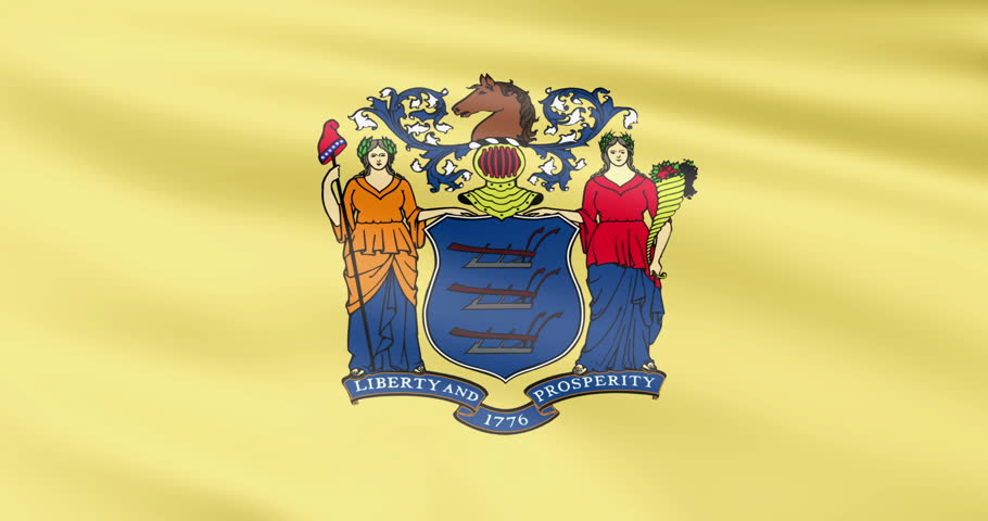 Loopable: New Jersey Flag. Flag Of State New Jersey Waving In The Wind ...