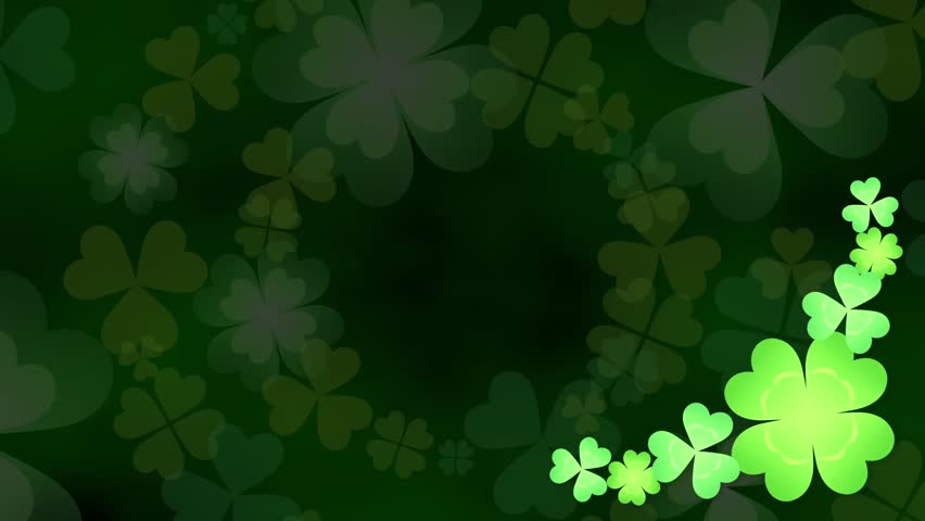 Falling Clover Leaves On Green Radial Background. Saint Patrick's Day ...