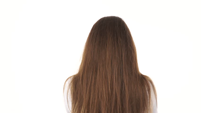 4k00 11woman Shaking Combing With Fingers Her Healthy Hair Rear