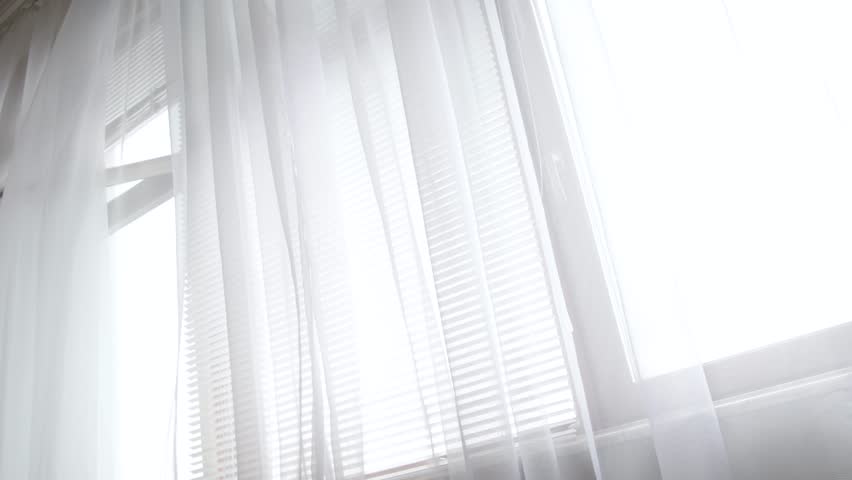 Moving White Transparent Curtains at Stock Footage Video (100