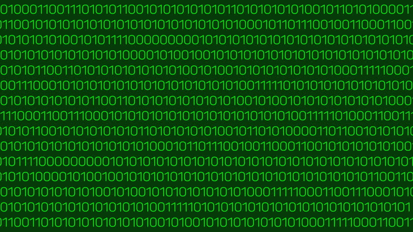 Green Binary Digital Code. Computer Generated Seamless Loop Abstract