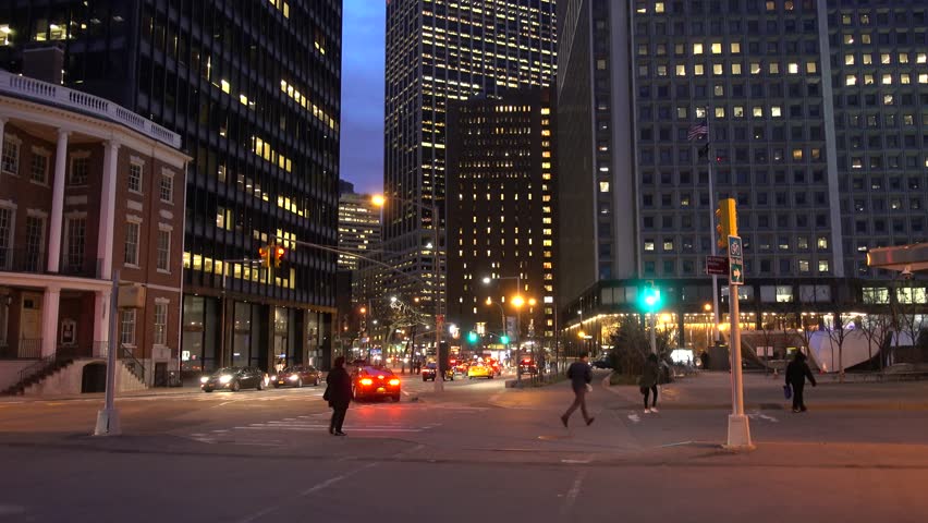 Downtown Manhattan Street View At Night New York City New