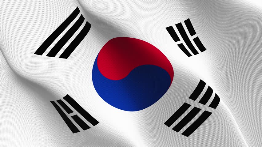 South Korea  Flag With Transparent Background Stockvideos 