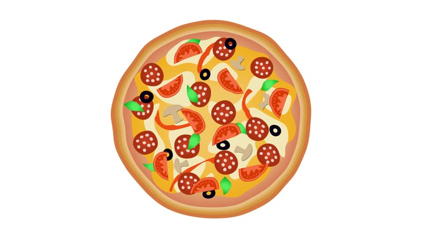 Modern Pizza On White Background. Animation With Alpha Channel. 4K ...