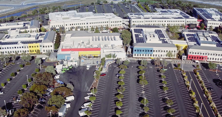 16 October, 2016. Menlo Park, California. Aerial Drone Of Facebook ...