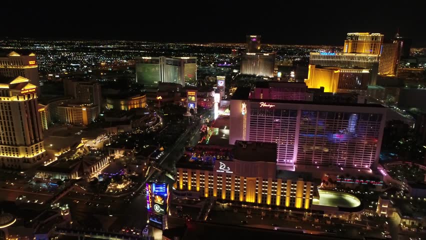 Las Vegas Wide Angle Aerial Shot By Night - LAS VEGAS, NEVADA/USA APRIL ...