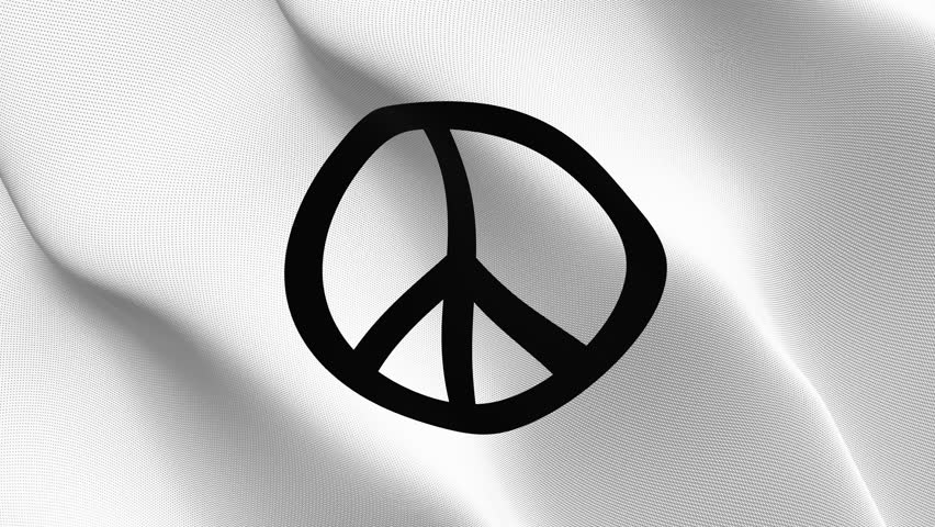 White Peace Flag Waving In The Wind Isolated On Black Background - HD ...