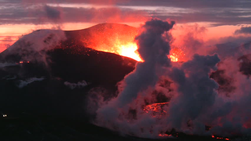 Volcanic Eruption In Iceland Marz 2010, Eyjafjallajokull. Footage Taken ...