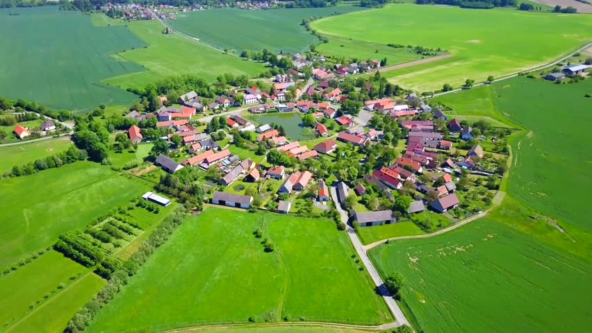 Aerial View of Beautiful Village Stock Footage Video (100% Royalty-free