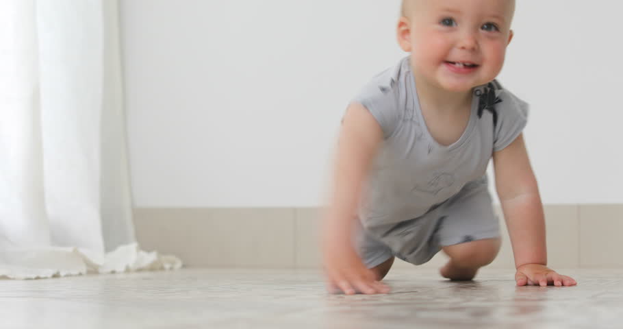 Baby Boy Crawling Toward Camera Stockvideos Filmmaterial