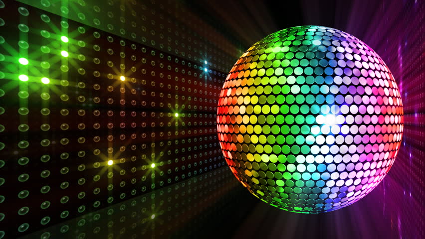 A Colorful Reflective Disco Ball With Glinting Highlights Spinning ...