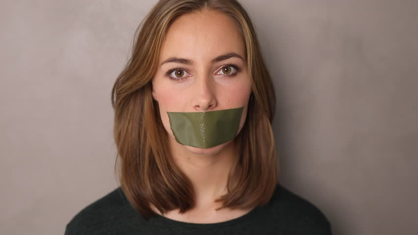Secrecy Girl With Tape Over Mouth Portrait Stock Footage Video 31006837 Shutterstock