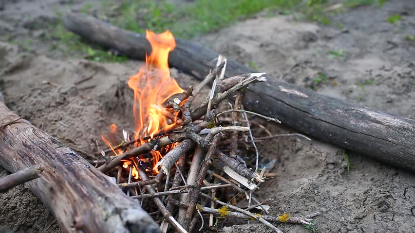 Campfire Camp Fire Summer Burning Stock Footage Video 100