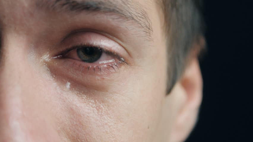 Shot Of Crying Man With Tears In Eye Closeup Stock Footage Video ...