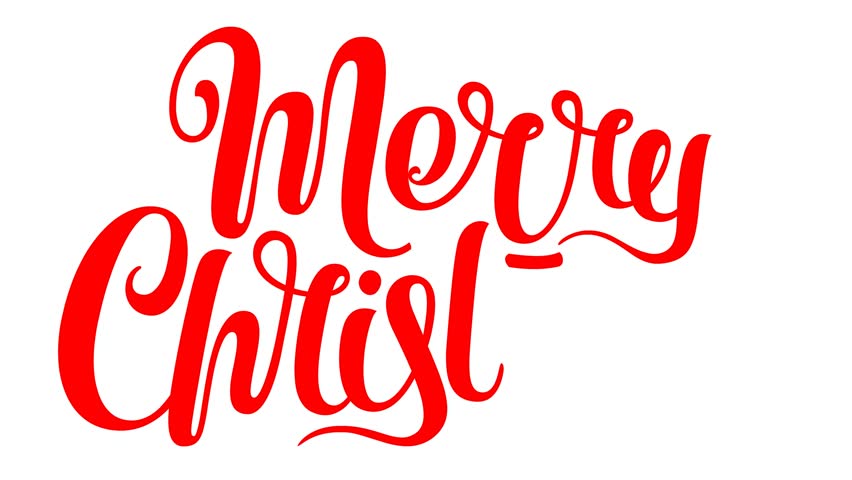 Merry Christmas Animation. Calligraphic Typography Stock Footage Video (100% Royalty-free