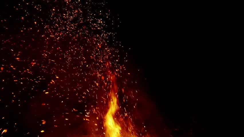 Pretty Bonfire Background With Real Flames And Hot Flying Embers Stock ...