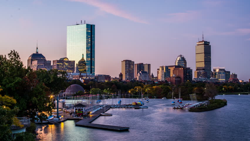 Night Time View Of The City Skyline Of Boston Massachusetts (with 