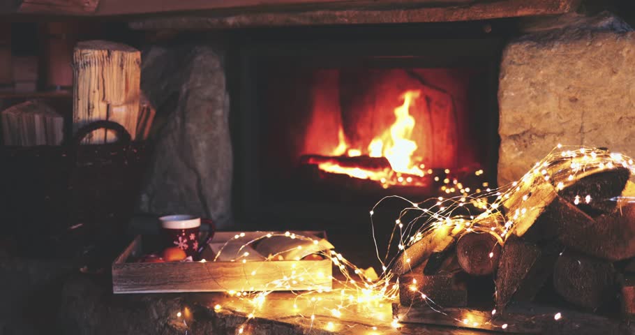 Warm Cozy Fireplace With Real Stock Footage Video 100 Royalty