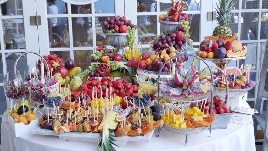 Different Fresh Fruits On Wedding Stock Footage Video 100