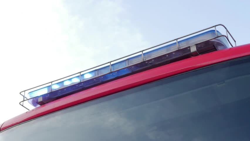 Fire Truck Emergency Vehicle Blue Lights Flashing Fireman Working Fire Truck Emergency Vehicle Blue Lights Flashing Fireman Working Hd Stock Clip