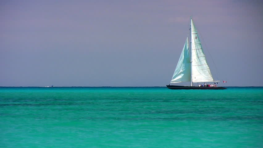 stock video of a sailboat on the horizon in 3581459