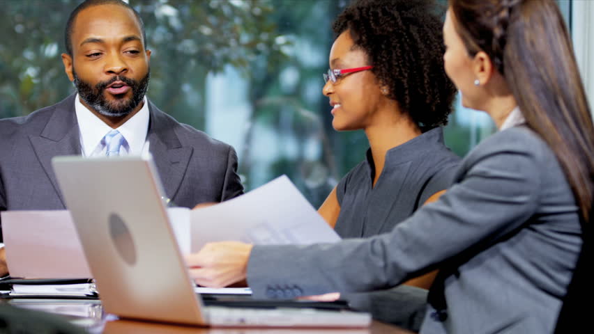 Successful Female African American Business Executive Chairing ...