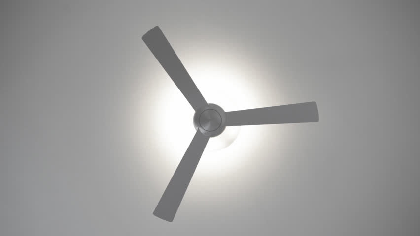 Silver Ceiling Fan Rotating Start Stock Footage Video 100