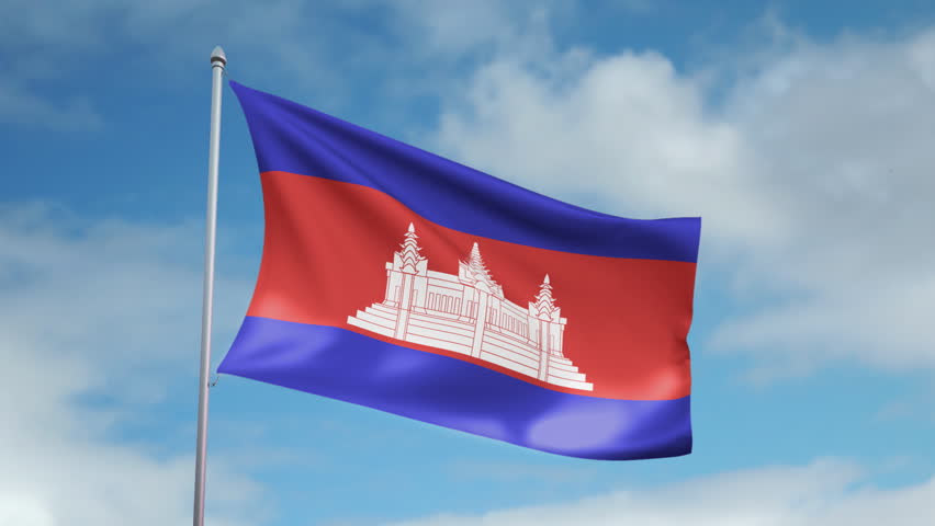 Cambodia Flag With Transparent Background Stock Footage