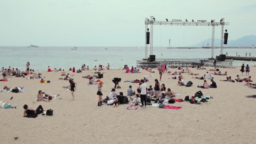 Cannes Beach People Relaxing Near Stock Footage Video 100 Royalty Free 4519409 Shutterstock