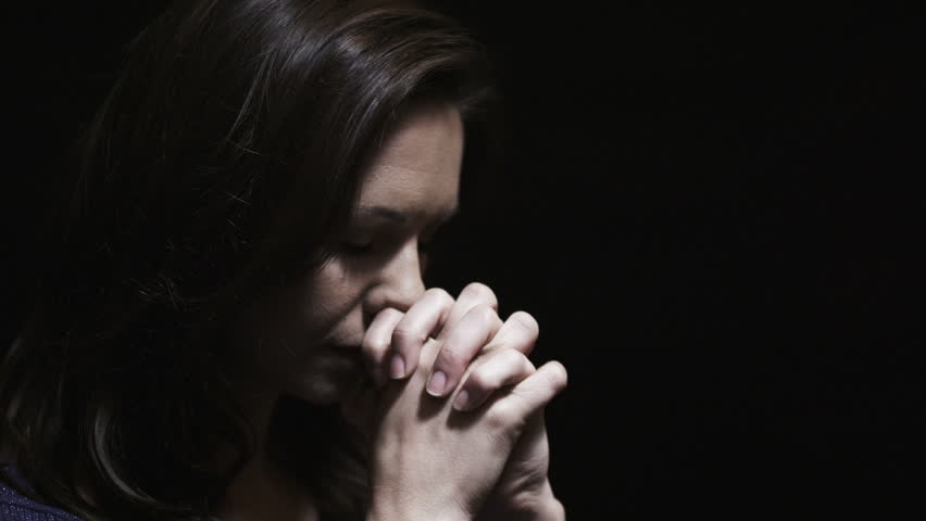 Attractive Young Black Woman Putting Her Hands Together In Prayer ...