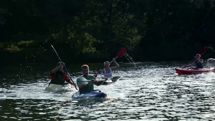 Young Boys and Girls Canoeing Stock Footage Video (100% Royalty-free ...