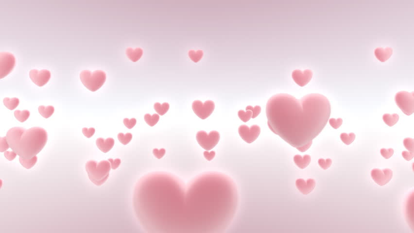 Heart Shapes On Bright Background. Computer Generated Seamless Loop Romantic Animation Stock