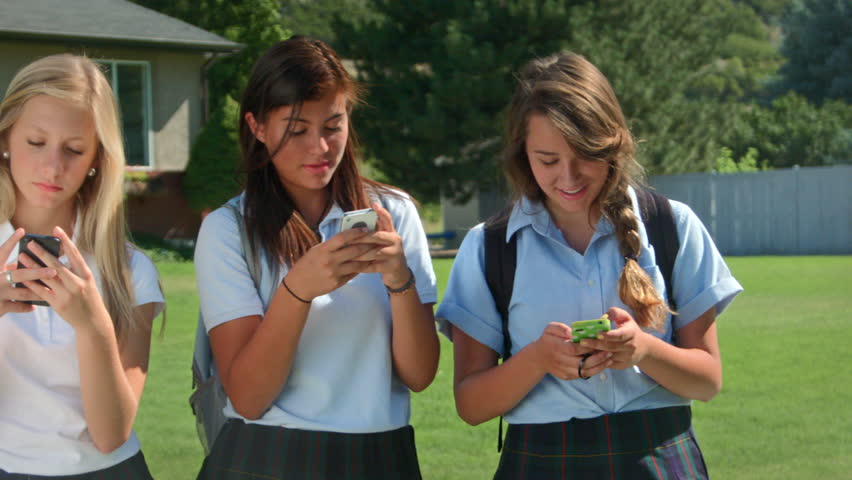 Three Pretty Uniformed Teen School Stock Footage Video -2009