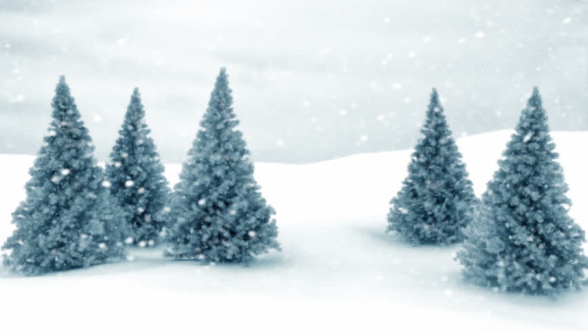 Snow And Christmas Trees. HD 1080. Seamless Loop Stock Footage Video