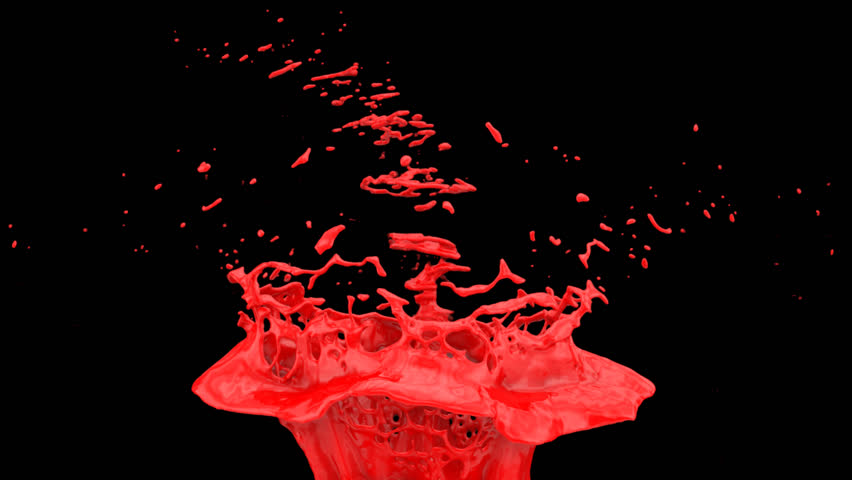 Red Paint Splattering On Black Background, Slow Motion Stock Footage ...