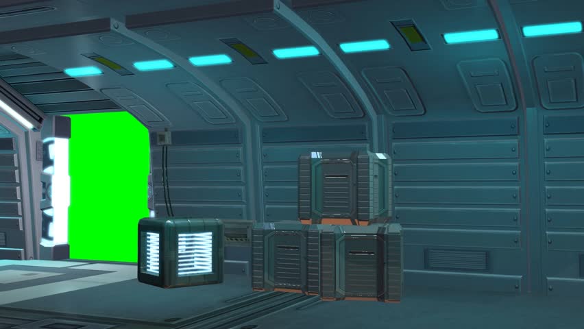 Hd00 16spaceship Spacestation Door Open Close With Green Screen