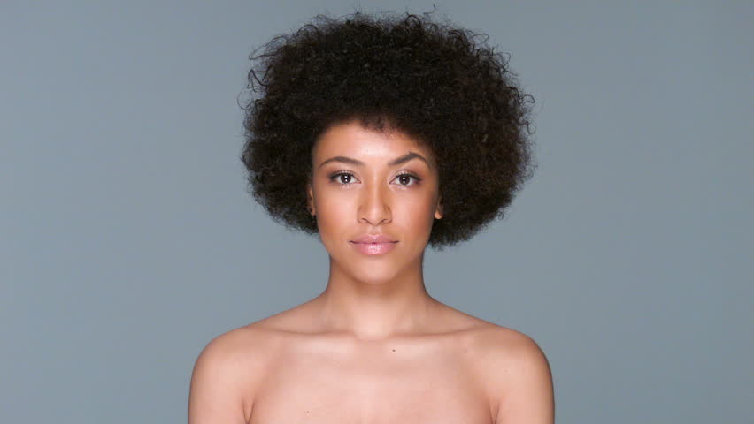 Seductive Nude African American Woman With A Large Afro 